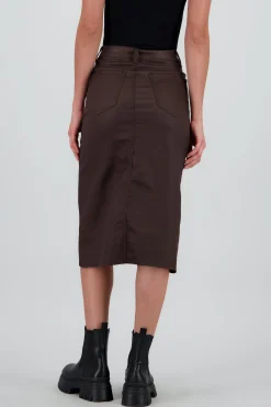 Shasa Midi Skirt with Faux Leather Detail