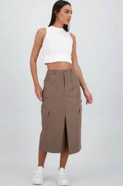 Shasa Midi Skirt with Waistband Detail