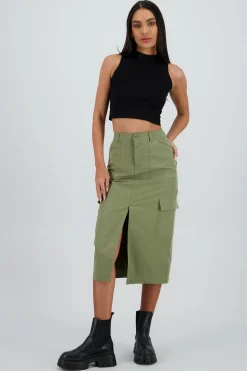 Shasa Midi Skirt with Waistband Detail