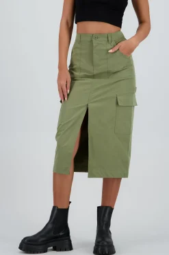 Shasa Midi Skirt with Waistband Detail