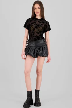 Shasa Mini Bubble Faux Leather Skirt