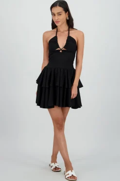 Shasa Mini Cutout Dress with Ruffles