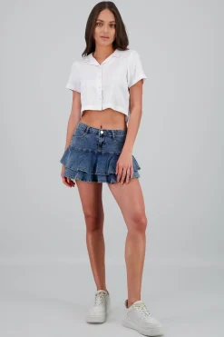 Shasa Mini Denim Skirt Ruffles