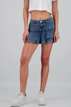 Shasa Mini Denim Skirt Ruffles