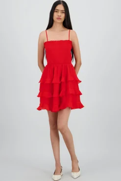 Shasa Mini Dress with Straps and Ruffles