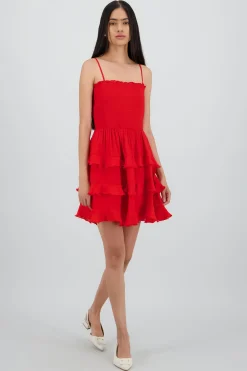 Shasa Mini Dress with Straps and Ruffles
