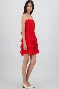 Shasa Mini Dress with Straps and Ruffles