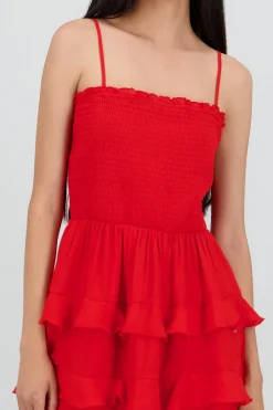 Shasa Mini Dress with Straps and Ruffles