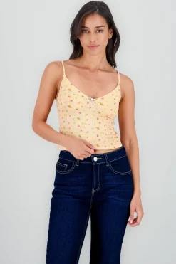 Shasa Mini Flower Detail Strappy Top