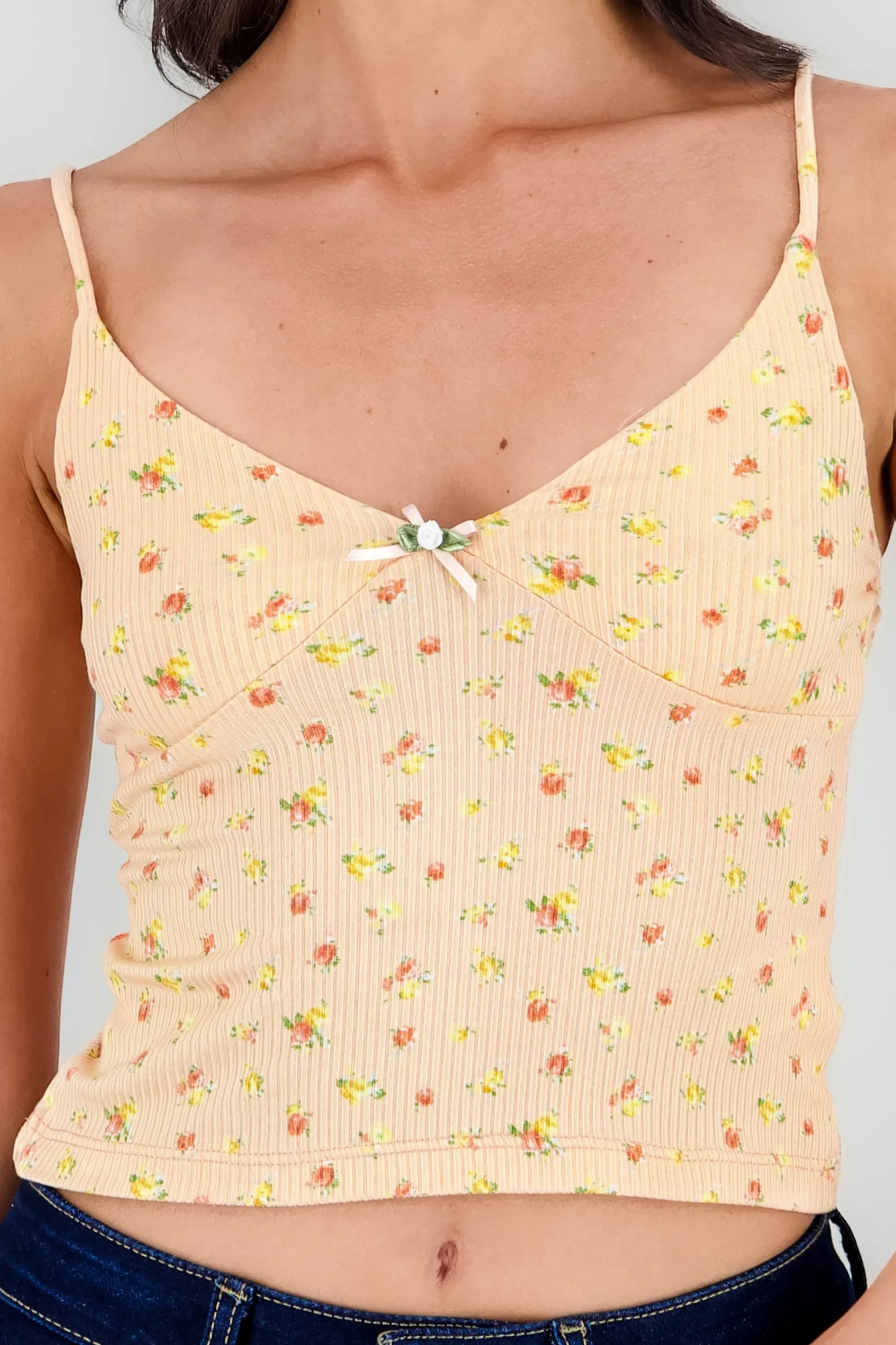 Shasa Mini Flower Detail Strappy Top