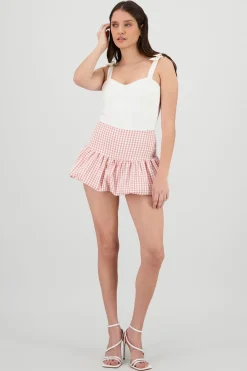 Shasa Mini Gingham Bubble Skirt