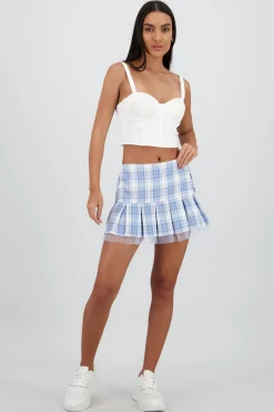 Shasa Mini Plaid Skirt with Buttons