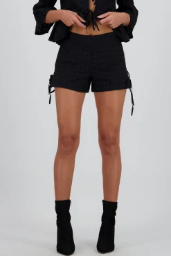 Shasa Mini Shorts with Textured Bow Details