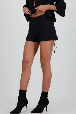Shasa Mini Shorts with Textured Bow Details