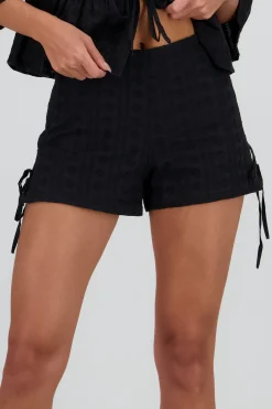 Shasa Mini Shorts with Textured Bow Details