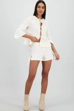 Shasa Mini Shorts with Textured Bow Details