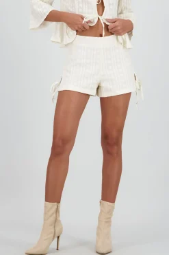 Shasa Mini Shorts with Textured Bow Details