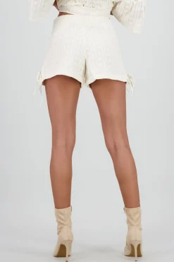 Shasa Mini Shorts with Textured Bow Details