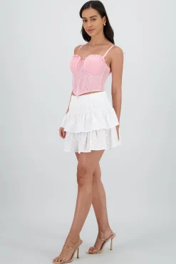 Shasa Mini Skirt with Ruffles and Textured Detail