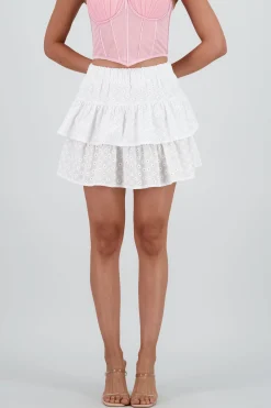 Shasa Mini Skirt with Ruffles and Textured Detail