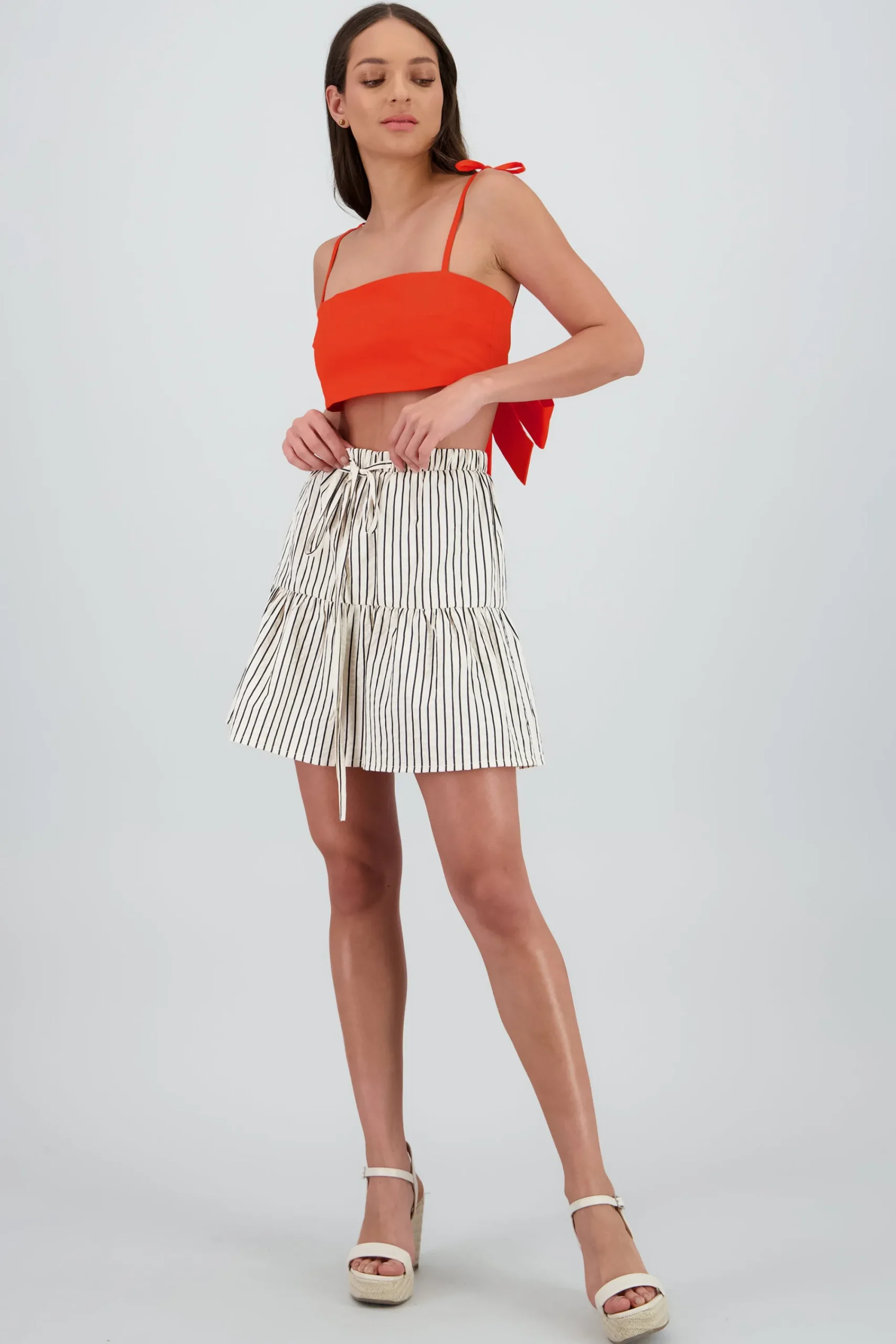 Shasa Mini Skirt with Ruffles and Textured Detail