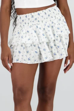 Shasa Mini Skirt with Texture and Ruffles