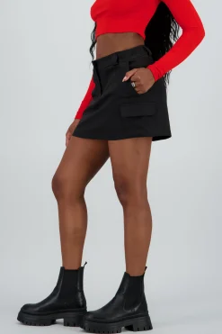 Shasa Mini Skirt with Waistband and Cargo Pockets