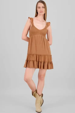 Shasa Mini Smock Dress with Ruffled Straps