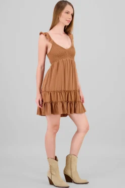Shasa Mini Smock Dress with Ruffled Straps