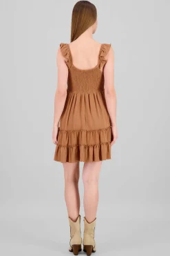 Shasa Mini Smock Dress with Ruffled Straps