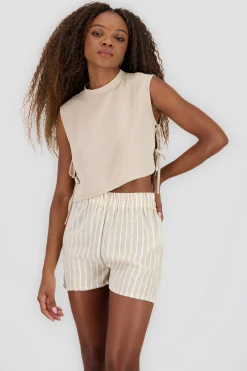 Shasa Mock Neck Side Tie Top