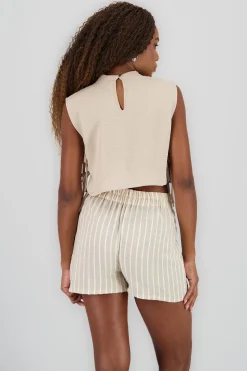 Shasa Mock Neck Side Tie Top