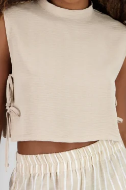 Shasa Mock Neck Side Tie Top