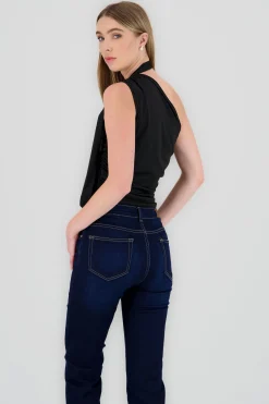 Shasa Neck Detail Asymmetrical Top