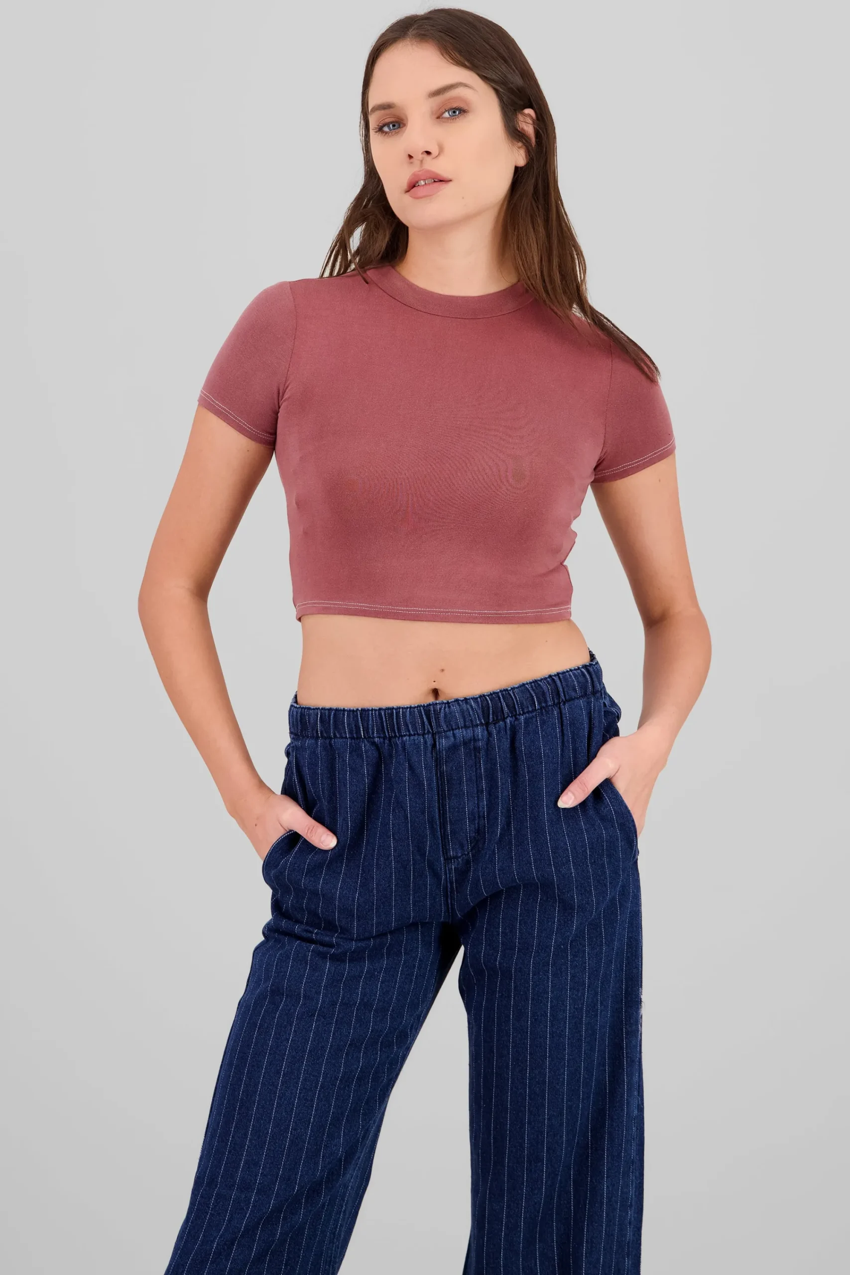 Shasa Neck Detail Short Sleeve Top