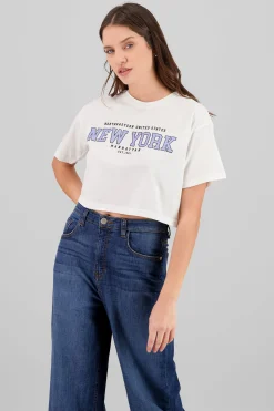 Shasa New York print crop top
