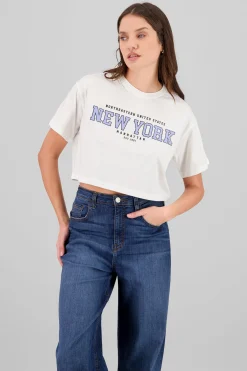 Shasa New York print crop top