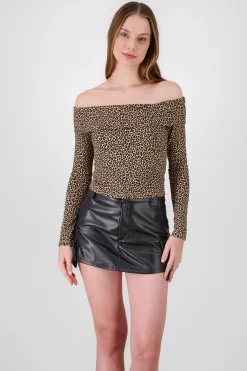 Shasa Off Shoulder Animal Print Top