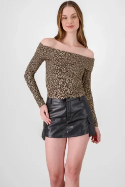 Shasa Off Shoulder Animal Print Top