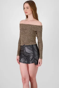 Shasa Off Shoulder Animal Print Top
