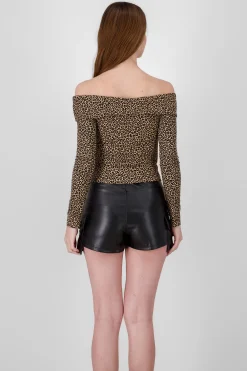 Shasa Off Shoulder Animal Print Top