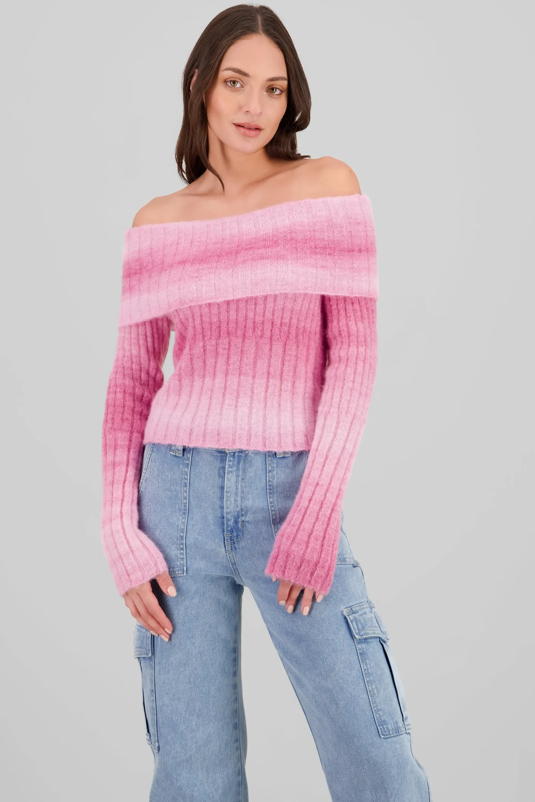 Shasa Off Shoulder Gradient Sweater