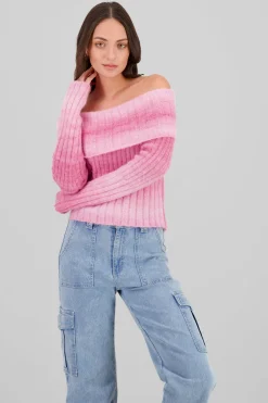 Shasa Off Shoulder Gradient Sweater