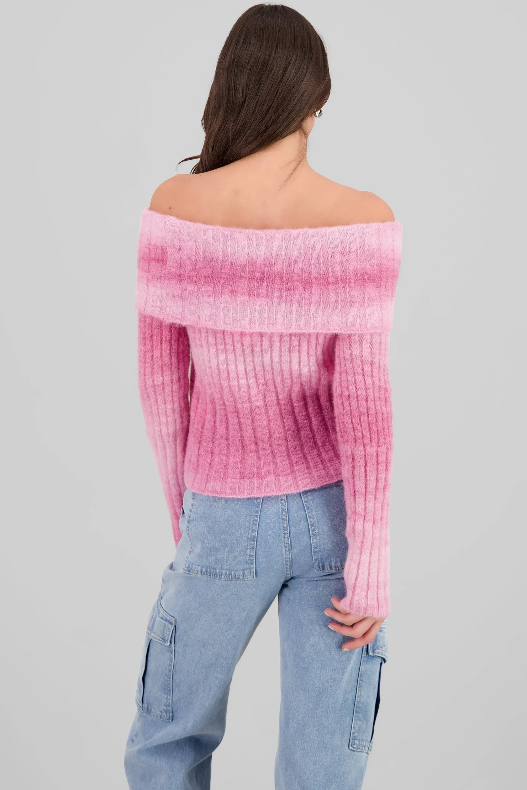 Shasa Off Shoulder Gradient Sweater