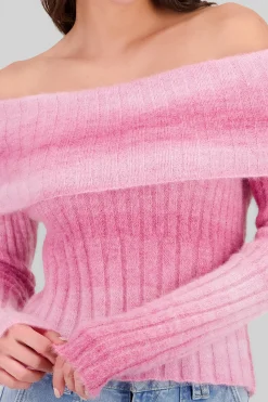 Shasa Off Shoulder Gradient Sweater