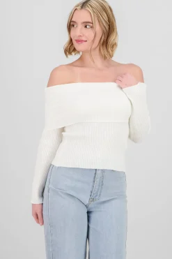 Shasa Off Shoulder Knit Sweater