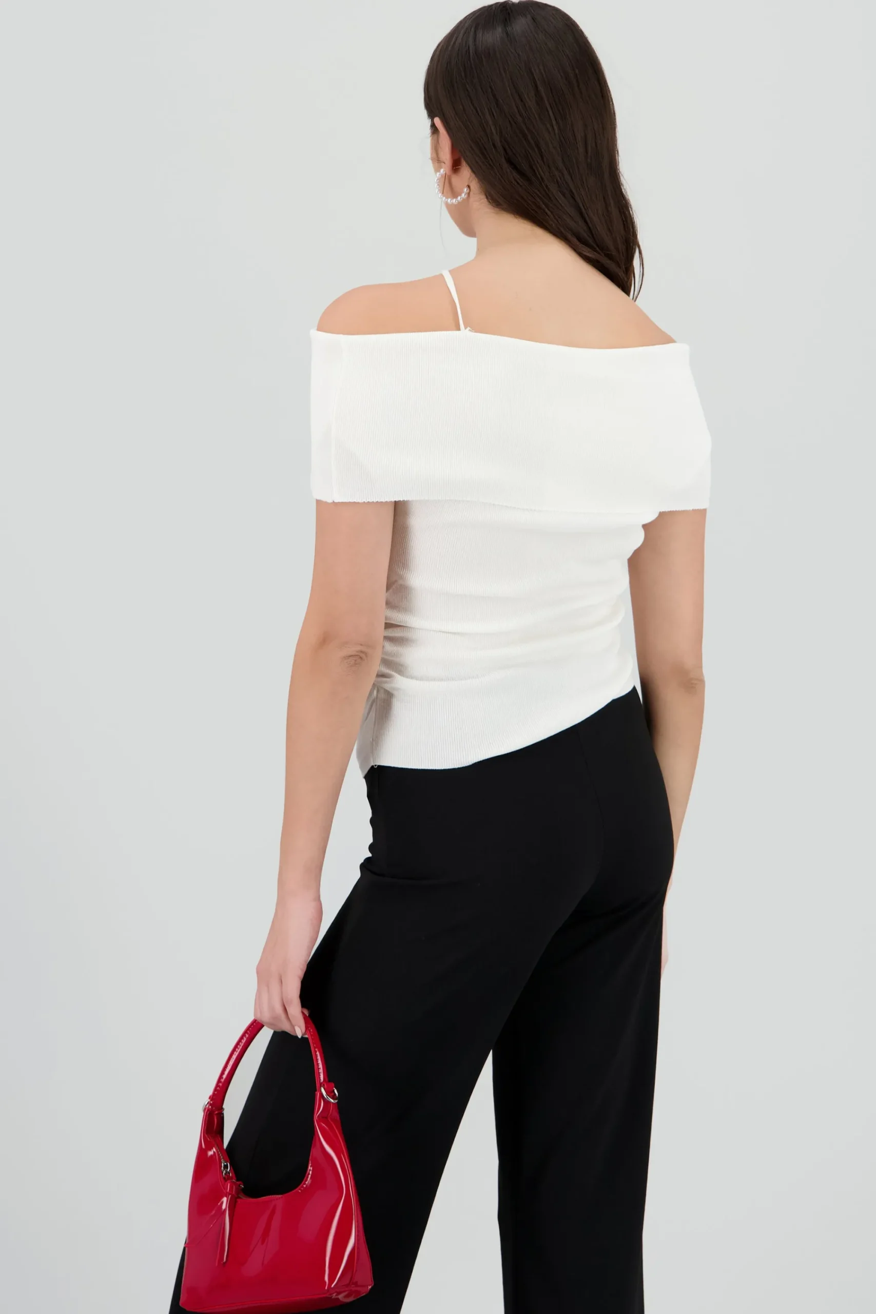 Shasa Off Shoulder Knitted Top with Floral Detail