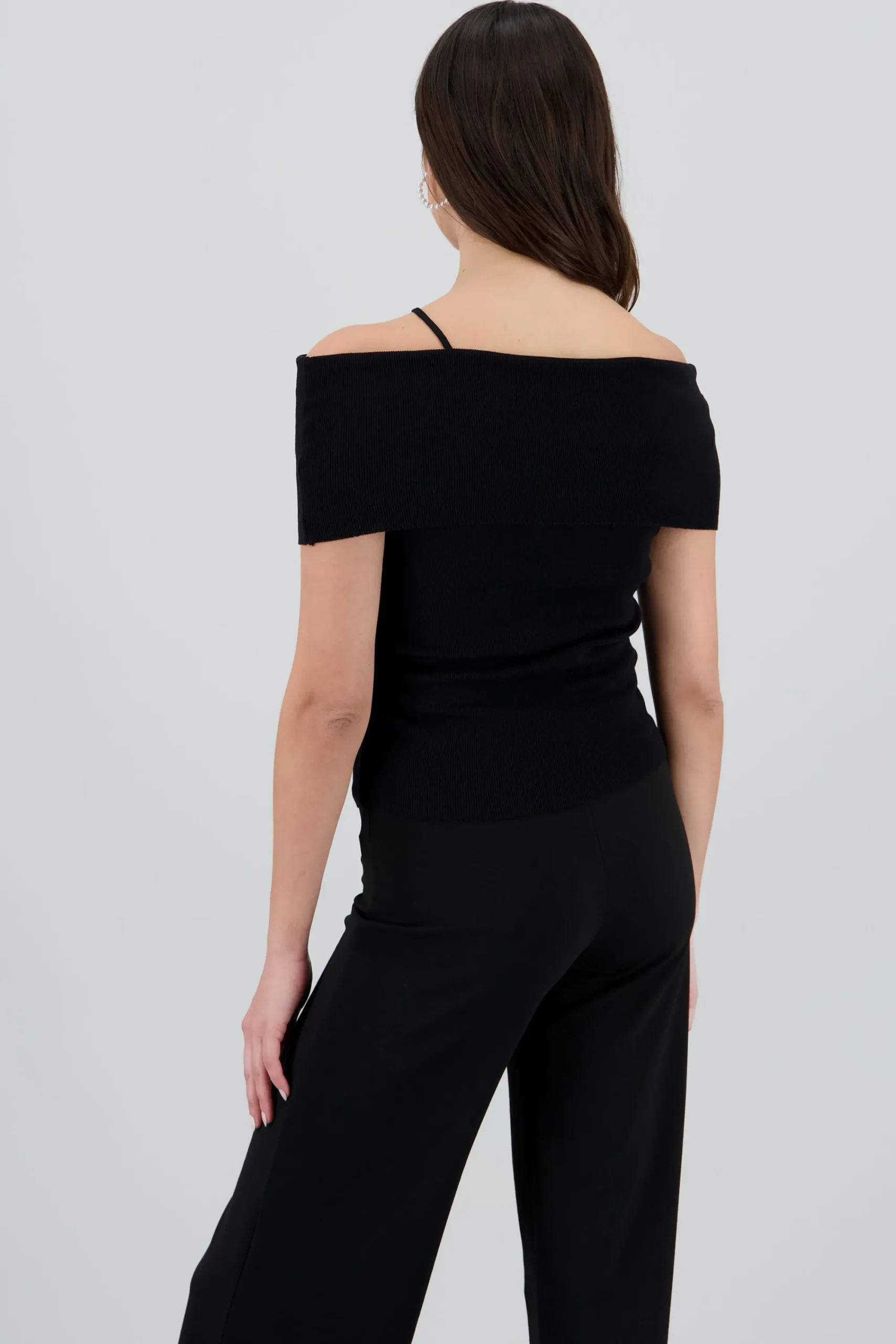 Shasa Off Shoulder Knitted Top with Floral Detail