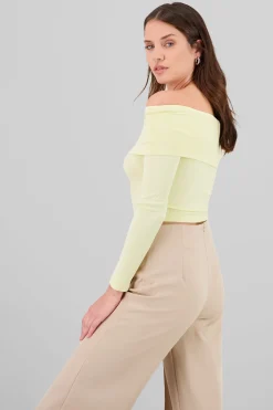 Shasa Off Shoulder Long Sleeve Ribbed Top