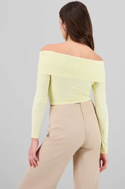 Shasa Off Shoulder Long Sleeve Ribbed Top